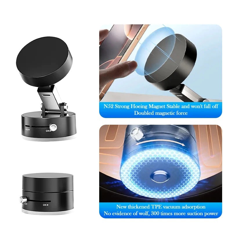 Giá đỡ điện thoại từ tính gấp gọn, xoay 360 độ - Chân đế hút chân không | BigBuy360 - bigbuy360.vn