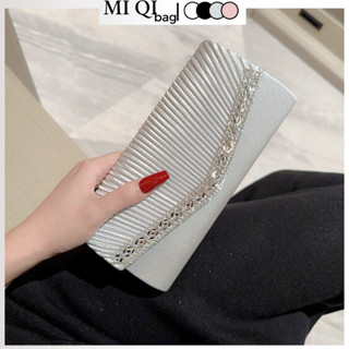 Clutch ví dài nữ cầm tay đi tiệc túi xách nữ đính đá kim tuyến lấp lánh có dây đeo chéo cao cấp sang chảnh MIQI TX150