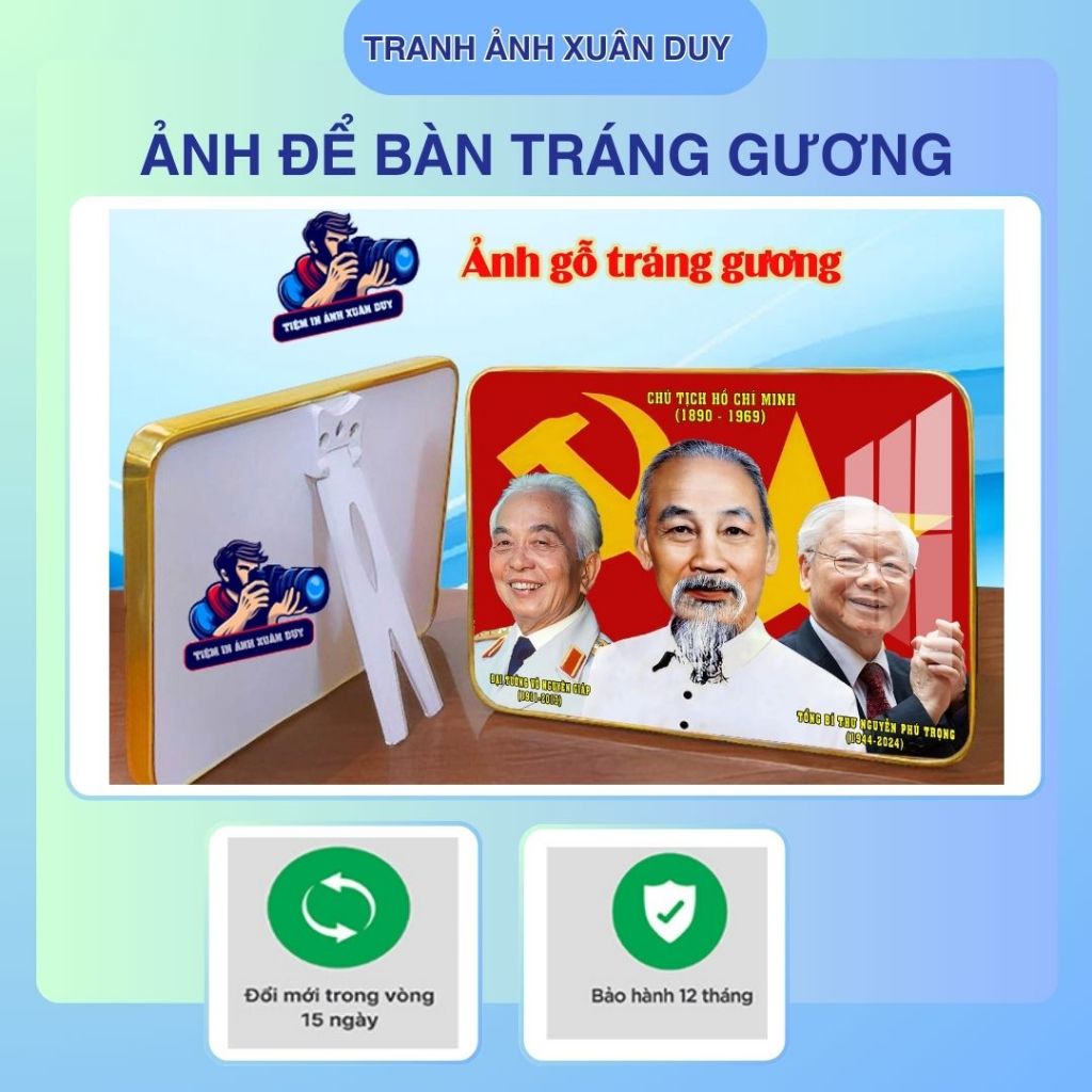 Tranh Ảnh Để Bàn, Treo Tường Bác Hồ Bác Giáp Bác Trọng Tráng Gương MS11