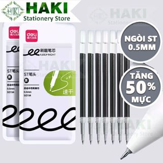Combo 10 20 Ruột Bút ST Gel Deli HAKI Thế Hệ Mới Ngòi ST 0.5mm Dùng Cho Bút Bi Nước Bấm Đầu A575/A057B/S60/S101 RB04