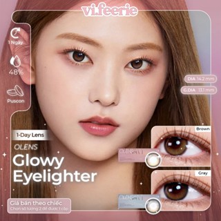 (OLENS) Kính áp tròng (lens) 1 ngày EYELIGHTER GLOWY BROWN/ BLACK chính hãng - VF LENS