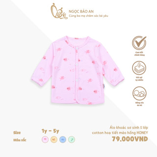 Áo Khoác Sơ Sinh HONEY 1 Lớp Thoáng Mát, Mềm Mịn Thấm Hút Tốt Dành Cho Bé Trai Bé Gái Size Từ NB - 1 Tuổi