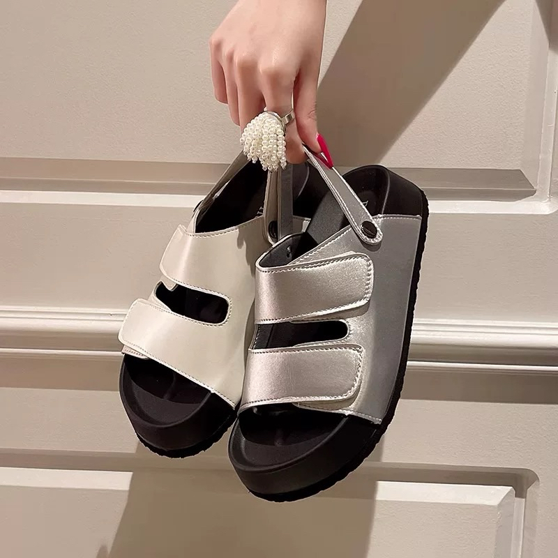 Dép sandal nữ quai quai dán đế cao DETREE Mới