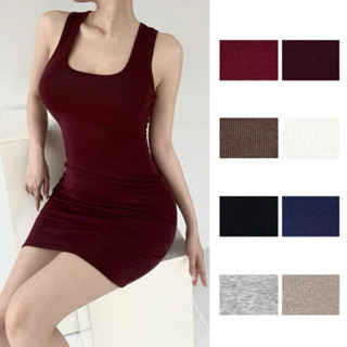 Đầm body ba lỗ cổ vuông ANNAKIKI sát nách chất cotton ôm sát - 089