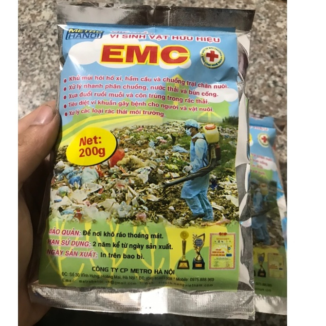 Men vi sinh vật hữu hiệu Emc 200gr xử lý rác thải sinh hoạt chất thải hầm cầu bể phốt vệ sinh tự hoạ