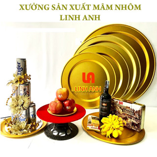 Mâm nhôm đai 79cm Mạ vàng Đồ dùng phòng bếp để mâm cơm, mâm ăn cơm, mâm ăn lẩu cỗ