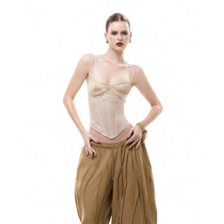 Áo corset đan dây siết eo tôn dáng vải kim sa lấp lánh LINISS - GLAMOROUS SPARKLE CORSET