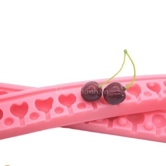 Khuôn silicon vỉ 12 quả cherry làm bánh rau câu, socola