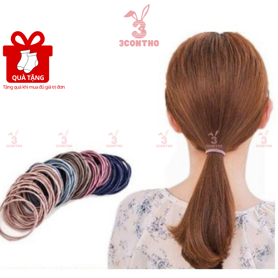Túi 100 dây buộc tóc mix màu cho bạn nữ, bé gái