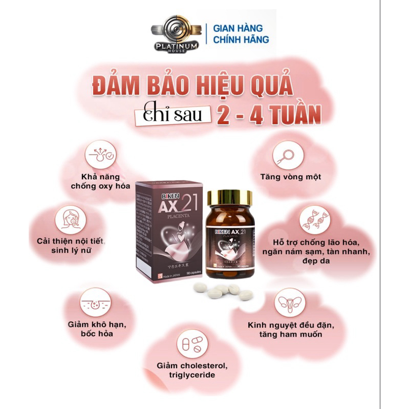 Biken AX 21/ AX21 - Viên uống bổ sung nội tiết tố nữ,giảm triệu chứng tiền mãn kinh,chống oxy hóa,là