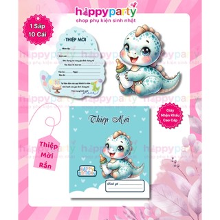 Thiệp mời thôi nôi sinh nhật rồng rắn cao cấp 1 bộ 10 cái / 20k giấy nhập khẩu  kt 10.5 x 15 cm