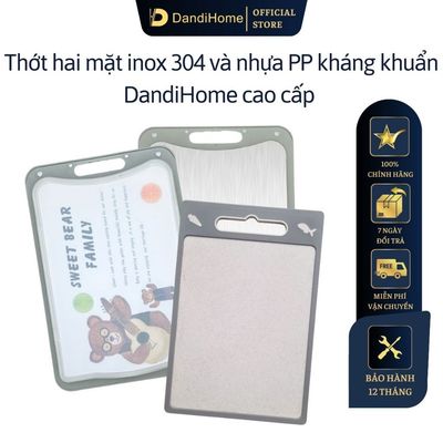 Thớt inox 304 và nhựa kháng khuẩn DandiHome cao cấp hai mặt - Hàng chính hãng