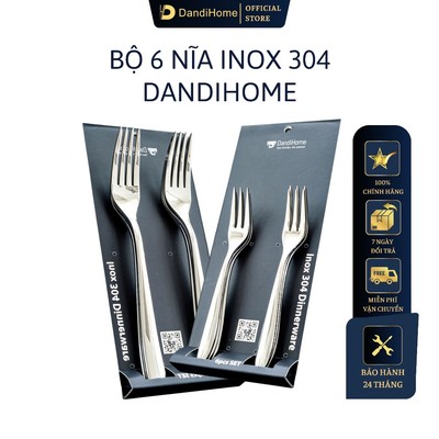 Bộ 6 nĩa inox 304 DandiHome cao cấp, sang trọng, tinh tế