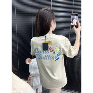 Áo Phông LV Nam Nữ In Hình Hoạ Tiết Nổi Bật Chất Liệu Cotton Siêu Hot