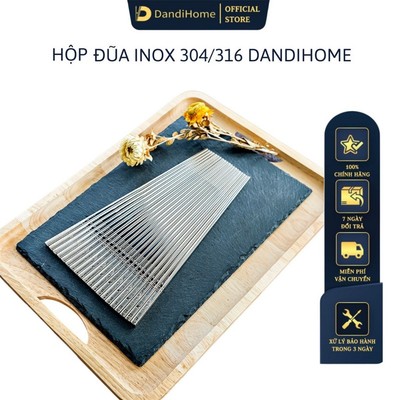 Hộp 10 đôi đũa inox 304 / 316 DandiHome chống trơn trượt cao cấp