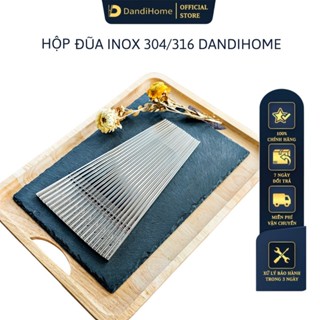 Hộp 10 đôi đũa inox 304 / 316 DandiHome chống trơn trượt cao cấp