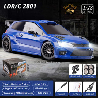 Xe Điều Khiển Từ Xa RC Drift mini Volswagen PoloR 1/28 LDR/C 1899 Có Điều Tốc Servo Body Cứng RWD tốc độ Cao PinSạc