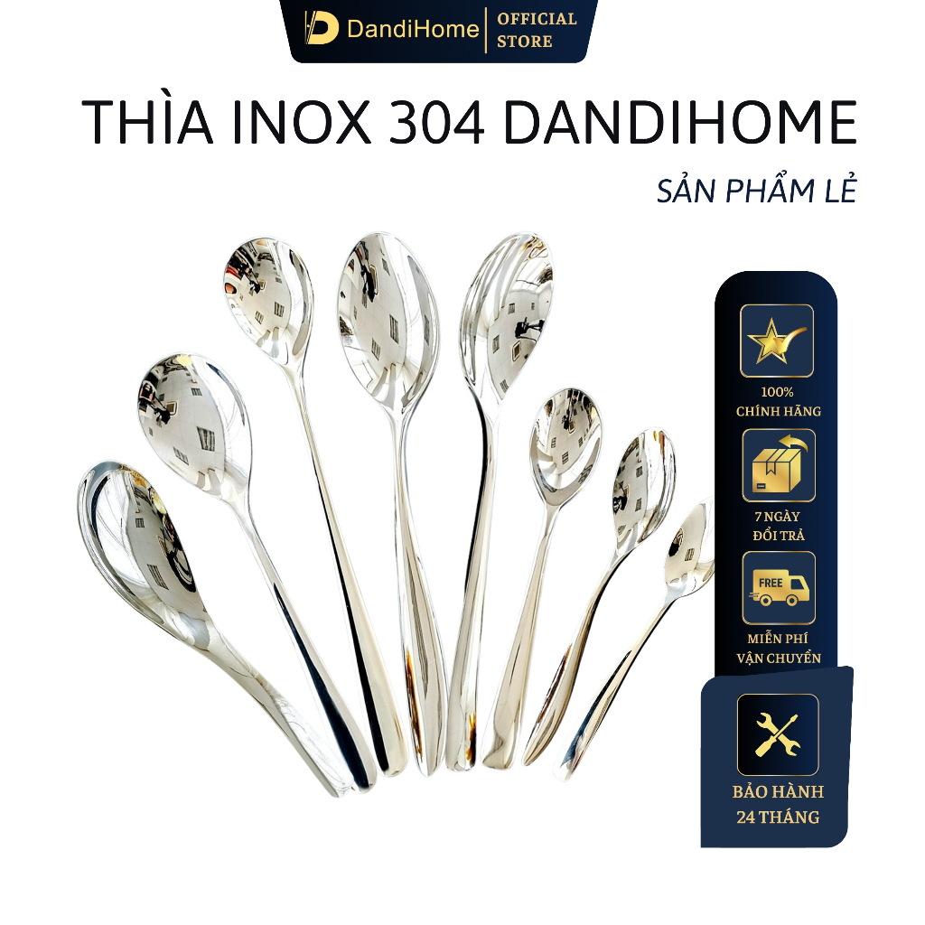 Thìa muỗng inox 304 DandiHome cao cấp, sang trọng (1 chiếc)