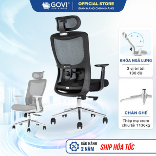 Ghế văn phòng Govi W02A Bọc vải lưới thoáng mát, Ngả lưng 130 độ, bảo hành 2 năm