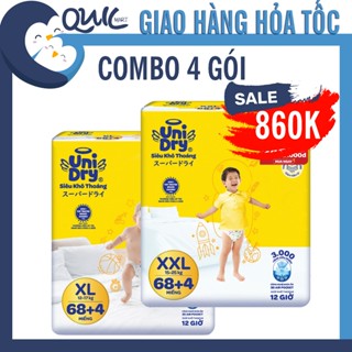 SỈ THÙNG 4 GÓI Tã quần UniDry GÓI 68+4 miếng size M/L/XL/XXL