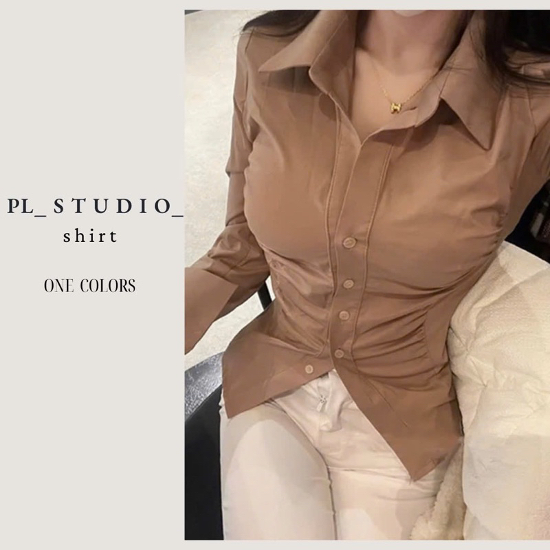 Áo Sơ Mi Dáng Ngắn Ôm Sát Nhún Eo PL_STUDIO-S48