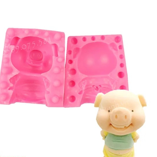 Khuôn silicon con heo đứng 4D