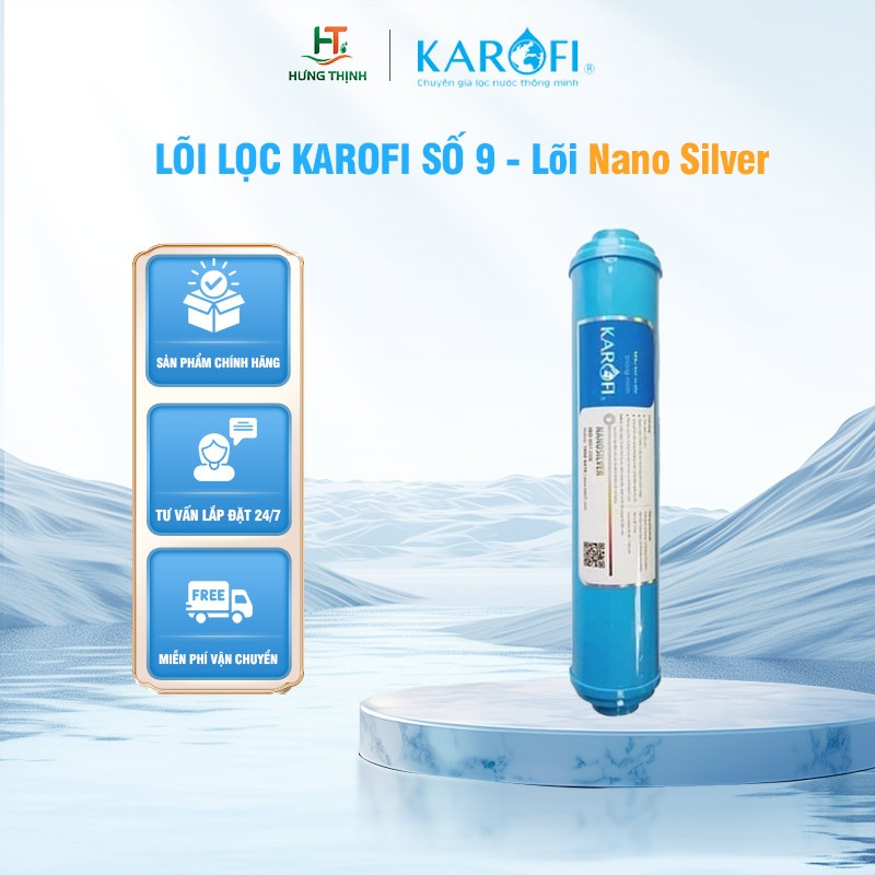Lõi Lọc Karofi Số 9 (Lõi Nano Silver) Hỗ Trợ Tăng Chỉ Số pH, Tạo Nước Kiềm Tính Giúp Trung Hoà Axit