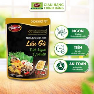   Mã INBAU15 giảm 10% đơn 0đ  Gia vị nấu Nước Dùng hoàn chỉnh Barona - Lẩu Gà 140g gói 