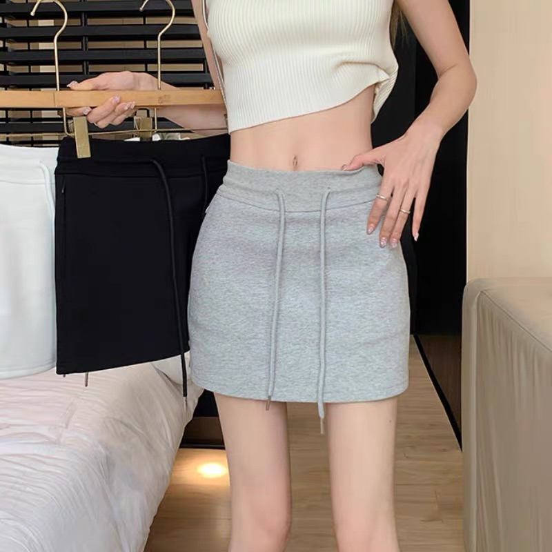 Váy ngắn ôm dáng chữ A cạp cao dây rút chất nỉ kèm quần bảo hộ, váy chữ A ôm gọn dáng Nữ Women Bycapy | BigBuy360 - bigbuy360.vn