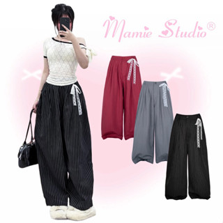 MaMie Studio- Striped Pants tặng dây ren - Quần dài kẻ sọc form harem unisex vải oxford premium mềm mỏng nhẹ, có lưng th