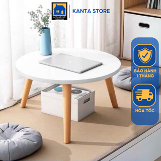 Bàn trà tròn sofa bàn tròn cafe ngồi bệt chân gỗ cao su tự nhiên tiện ích