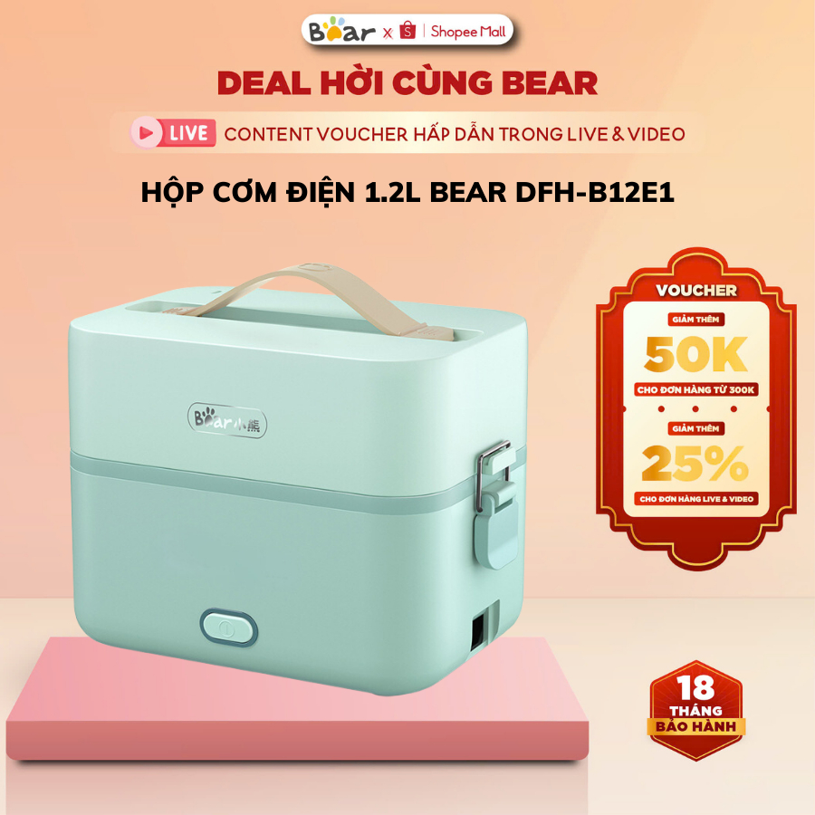 Hộp nấu cơm điện văn phòng Bear 1.2L