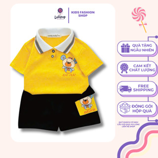 Bộ Thun Bé Trai, Set Polo Bé Trai Thun Cotton Áo In Hình Phối Quần Sọt Túi Nắp Cho Bé Trai 8kg -16kg, Lollipop Shop