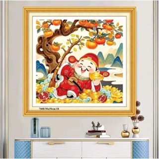  Tranh thêu chữ thập THẦN TÀI mẫu mới 7008-50x50cm thêu kín  