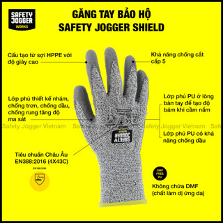 [CHÍNH HÃNG] Găng Tay Chống Cắt Safety Jogger Shield Cấp Độ 5 Bảo Vệ Tay An Toàn