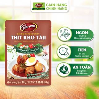  Hộp 20 gói Xốt Gia Vị hoàn chỉnh Barona - Thịt Kho Tàu 80g gói ướp chuẩn vị 