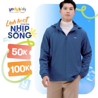 Áo gió nam YODY bản mới thông minh trượt nước có mũ gấp gọn tiện lợi AKM5041