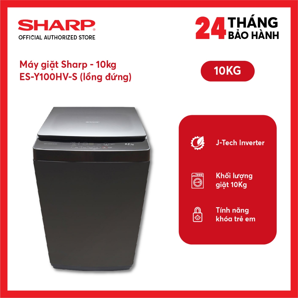 [Shopee - Lắp đặt 0Đ HN HCM] Máy Giặt Sharp 10 Kg ES-Y100HV-S - Shopee Giao toàn quốc+chỉ lắp nội thành HN&HCM