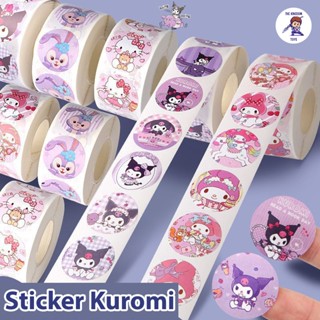  Cuộn 500 Sticker Kuromi Hello Kitty Shin Capybara Ngộ Nghĩnh Dễ Thương Sticker Cuộn Khen Thưởng 