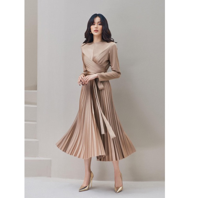Váy SML Lane Jt Charlene satin effect long slevee dress Chính hãng 100% 1950K