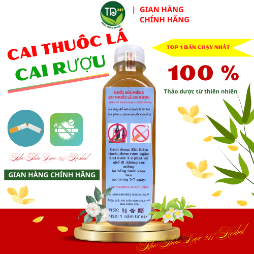 Cai thuốc lá, lào, cai rượu, Kho Thảo Dược 247, nước súc miệng, chai 350ml