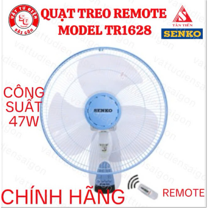 Senko - Quạt treo điều khiển Remote từ xa có remote Senko TR1628, 47W Chính hãng