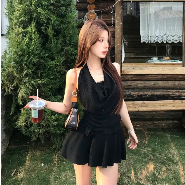 Đầm Cổ Yếm Hở Lưng, Đầm Váy Ôm Body Cổ Yếm Tùng Xoè Màu Đen Sang Chảnh Tiểu Thư Cho Nàng Đi Tiệc, Đi Chơi Đều Xinh | BigBuy360 - bigbuy360.vn