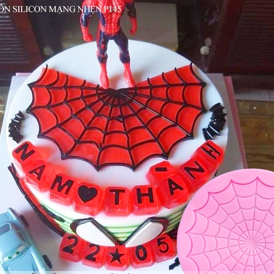 Khuôn silicon làm mạng nhện to 16cm trang trí bánh rau câu sinh nhật làm bánh siêu nhân spider man