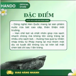 Nước rửa chén bát siêu sạch Mr.Fresh 800ml