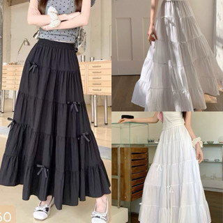 Chân váy midi dài xoè bồng đính nơ đẹp VANISA CV058