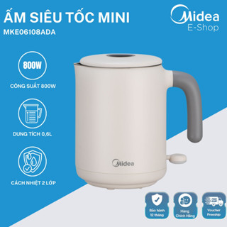 Ấm Siêu Tốc Mini Midea MKE06108ADA (Bình Siêu Tốc, Ấm Đun Siêu Tốc,  Dung Tích 0,6L, Công Suất 800W)