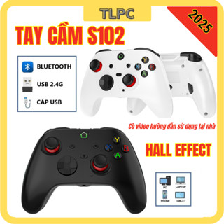 Tay cầm chơi game S102 - 2025 độ cần Hall Joystick xoay 360 kết nối bluetooth, Receiver 2.4G có 2 nút Macro ghi gán Skil