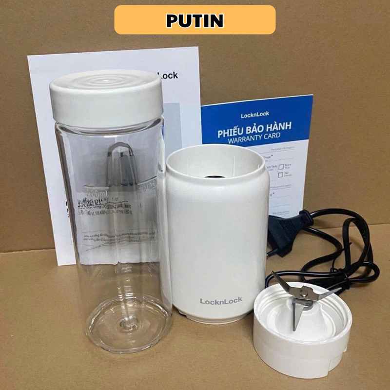 Máy xay sinh tố mini Locknlock EJM433WHT 280ml, Cối Xay Có Thể Dùng Làm Bình Đựng Hàng Chính Hãng Bả