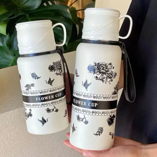 Bình Giữ Nhiệt Inox 316 Flower Cup 600ml Họa Tiết Văn Cổ Điển Sang Trọng Cao Cấp - Giữ Nhiệt 6 - 12h siêu hot